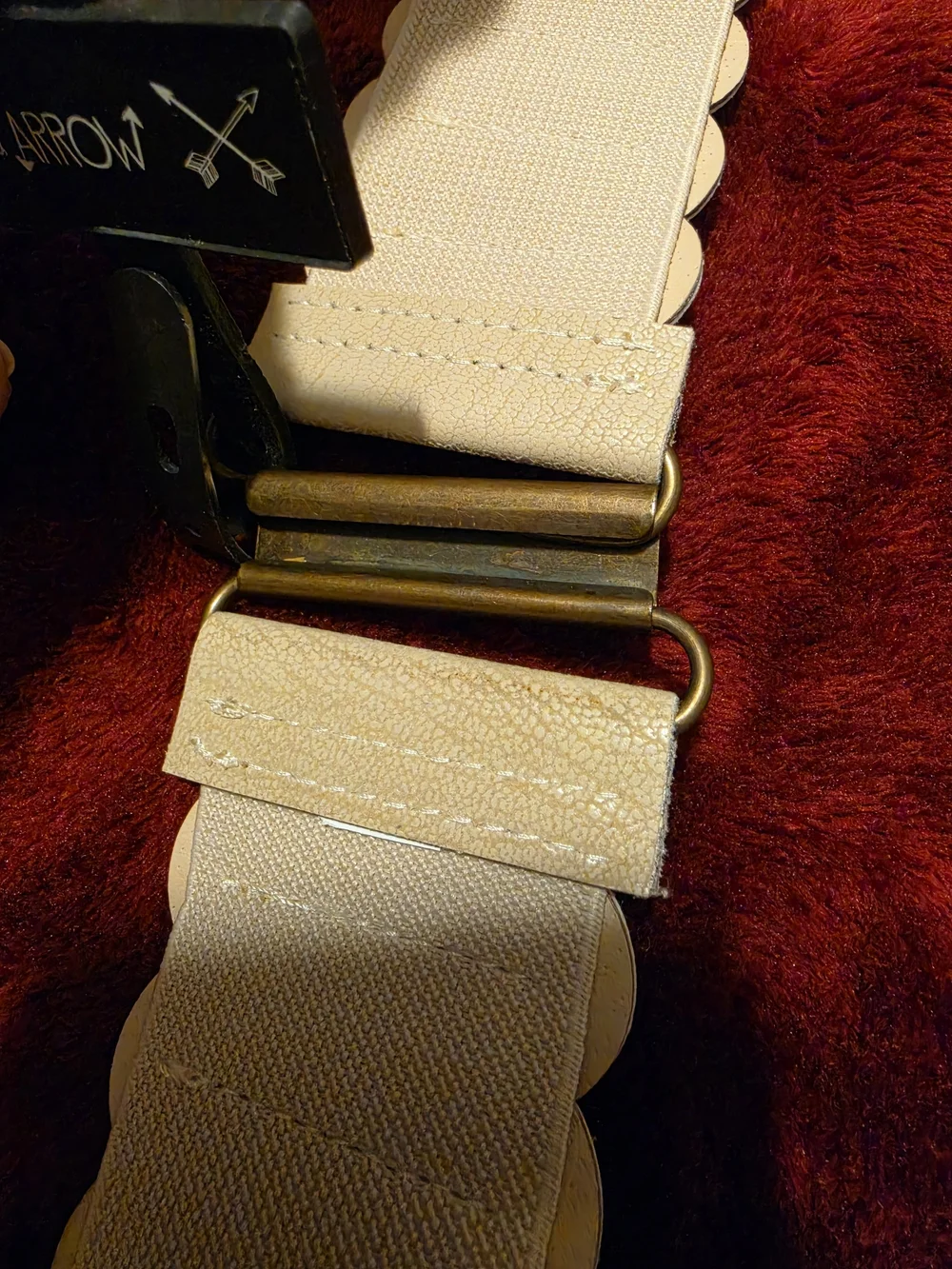 Beige Scalloped Twig & Arrow Elastic Stretch Belt